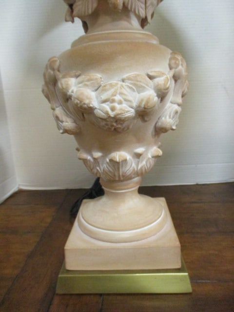 Wildwood Terra Cotta Topiary Urn Lamp with Applied Floral/Fruit Swag Design - 5