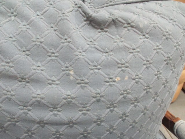 Pair of French Provincial Blue Upholstered Armchairs with Accent Back Pillows - 9