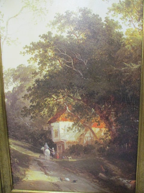 Framed Victorian Pastoral Cottage Landscape Painting Print - 2