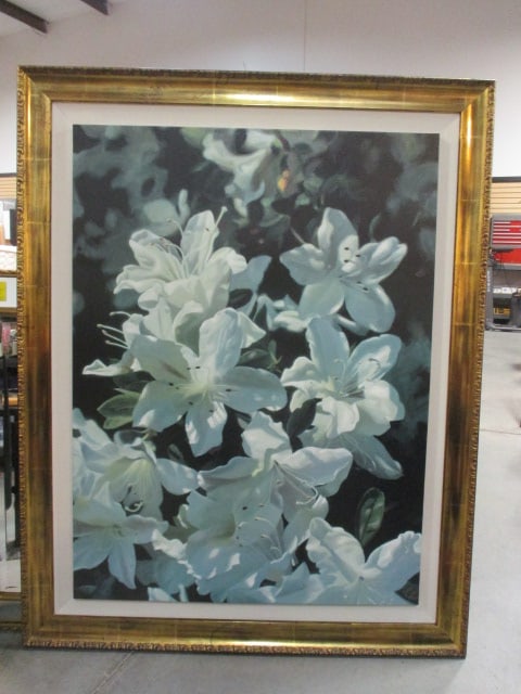Gerry Signed Limited Edition White Azalea Blossom Painting Print