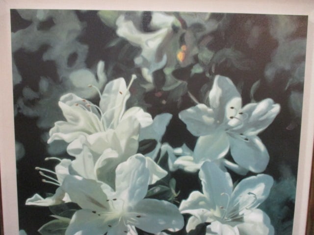 Gerry Signed Limited Edition White Azalea Blossom Painting Print - 3