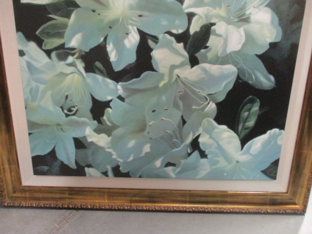 Gerry Signed Limited Edition White Azalea Blossom Painting Print - 5