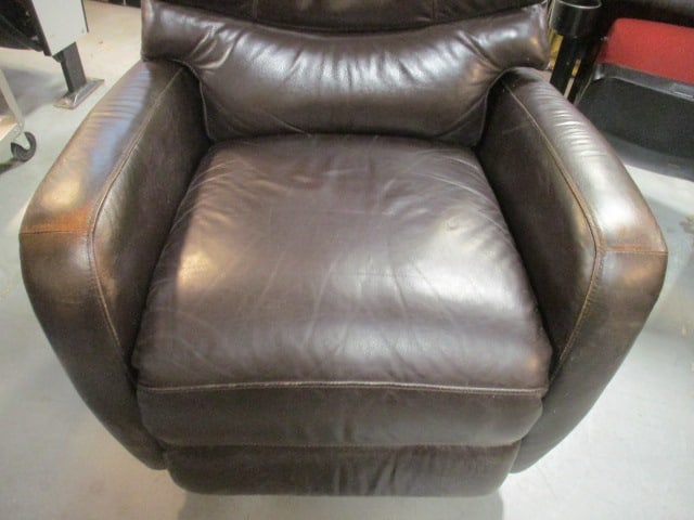 Superb Creation Mocha Tone Leather Swiveling Rocking Recliner - 2