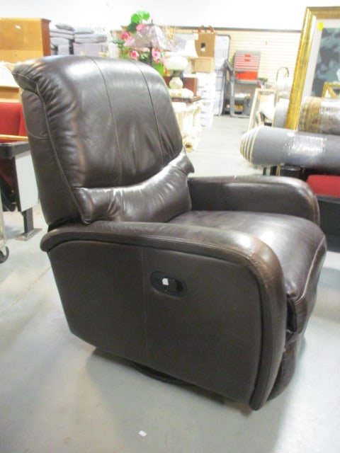 Superb Creation Mocha Tone Leather Swiveling Rocking Recliner - 5