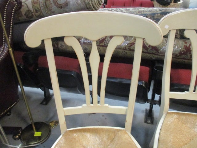 Four French Country Farmhouse Style Side Chairs with Rush Seats - 3