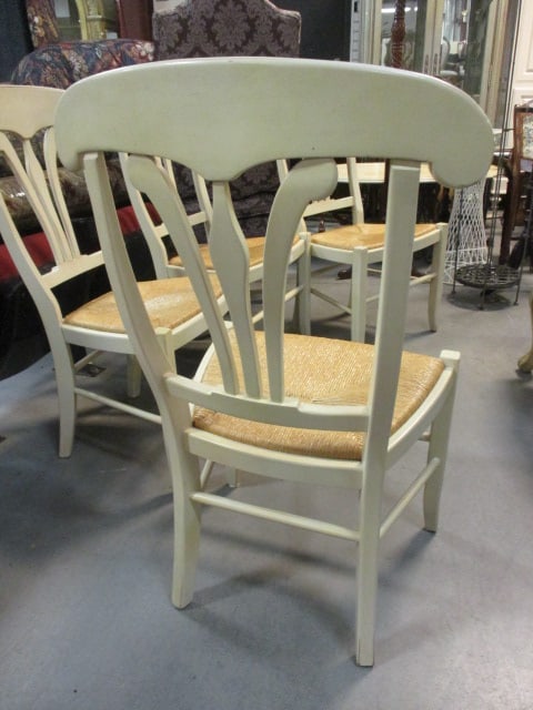 Four French Country Farmhouse Style Side Chairs with Rush Seats - 7
