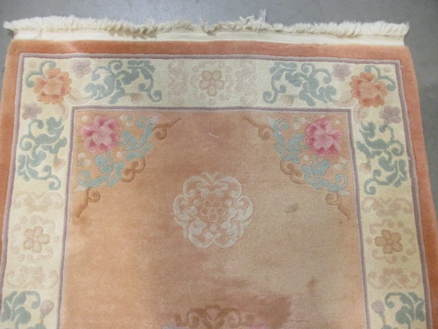 Handmade The People's Republic of China Apricot/Ivory Wool Pile Accent Rug - 2