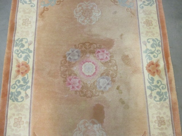Handmade The People's Republic of China Apricot/Ivory Wool Pile Accent Rug - 3
