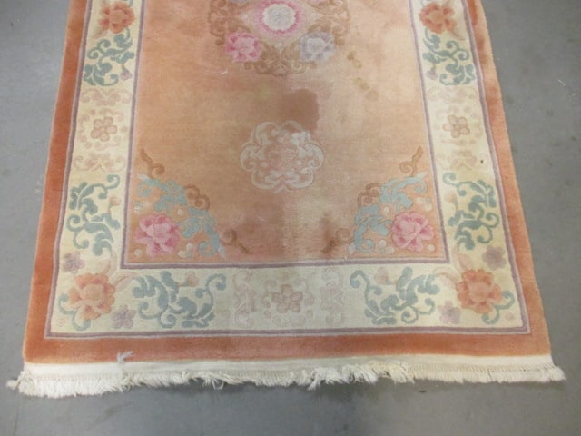 Handmade The People's Republic of China Apricot/Ivory Wool Pile Accent Rug - 4