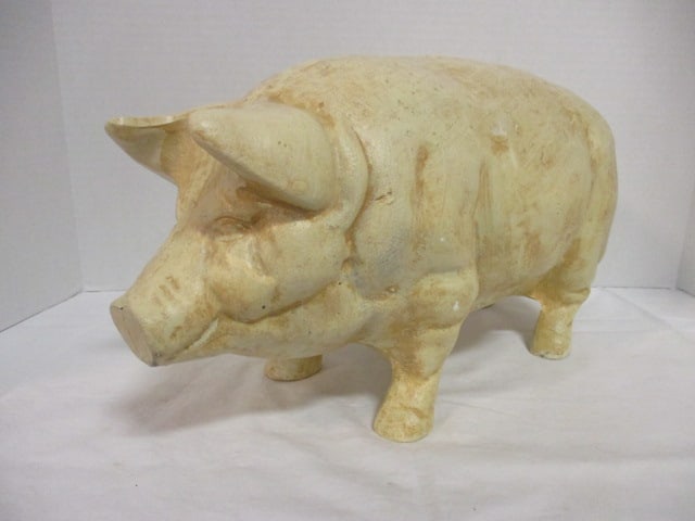 Painted Cast Metal Pig: approx. 17 1/2" long, 8"h