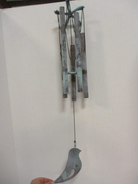 5 Tube Patinaed Copper Wind Chime: .
