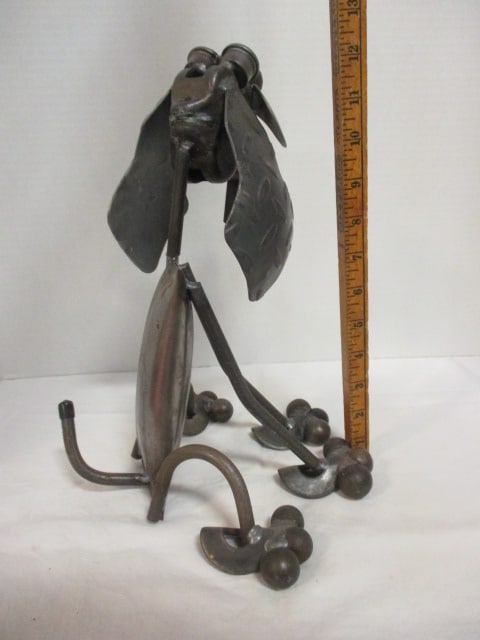 Artisan Welded Iron Hound Dog Statue - 5