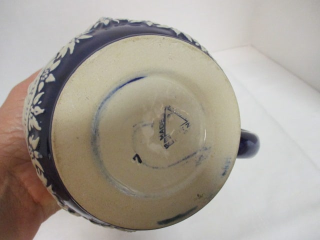 Slovenia Cobalt Glazed Stoneware Tankard with Pewter Lid - 7