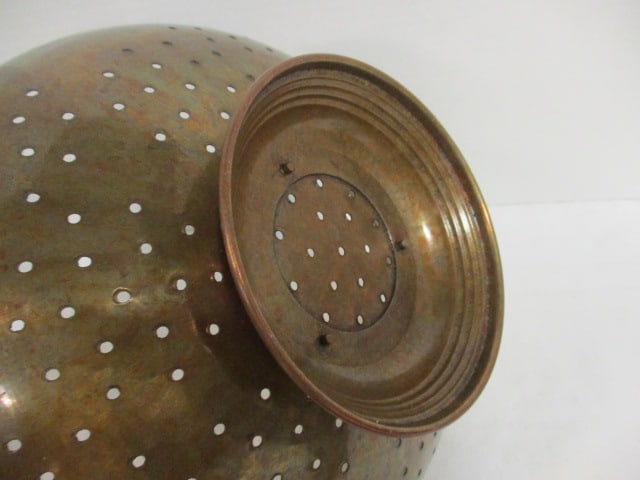 Vintage Copper Colander with Brass Handles - 3