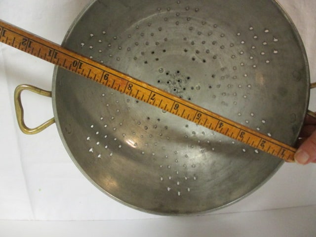 Vintage Copper Colander with Brass Handles - 7