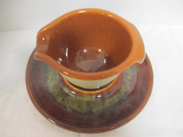 Bennington Potters Stoneware Batter Bowl and Follette Pottery Bread & Oil Dipping Plate - 2