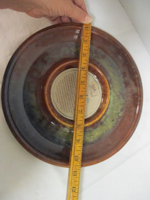 Bennington Potters Stoneware Batter Bowl and Follette Pottery Bread & Oil Dipping Plate - 8