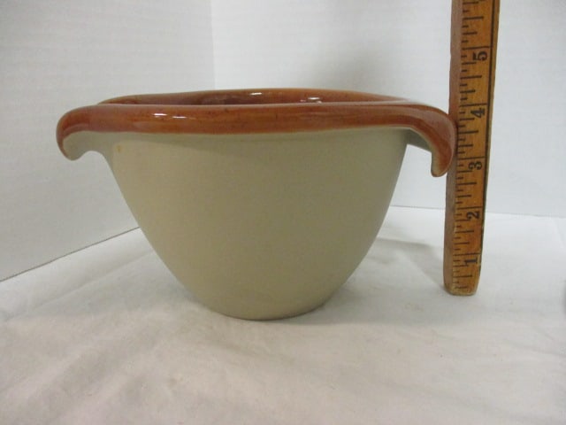 Bennington Potters Stoneware Batter Bowl and Follette Pottery Bread & Oil Dipping Plate - 9