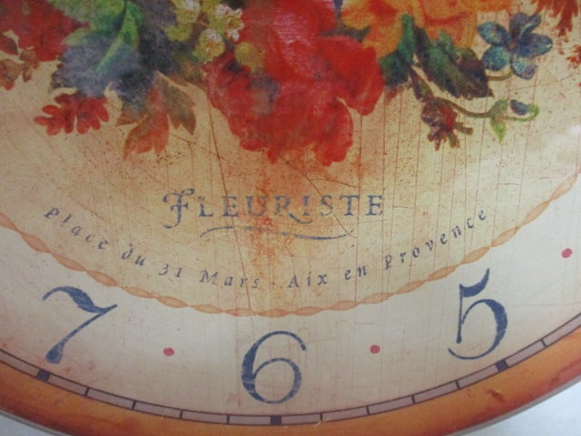 "Le Jardin d' Emilie Fleuriste" French Country Style Quartz Kitchen Clock - 3