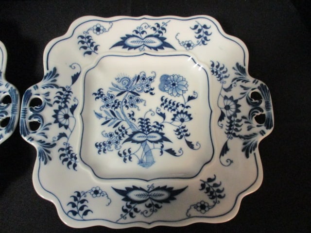 Two Blue Danube "Blue Onion" Pattern Tab Handle Trays - 2