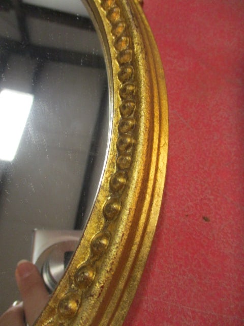 Small Gilt Oval Mirror with Bow Crown - 3