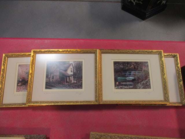 Four Framed and Matted Alan Klug Pencil Signed French Countryside Landscape Photo Art: 10 3/4" x 8 3/4"