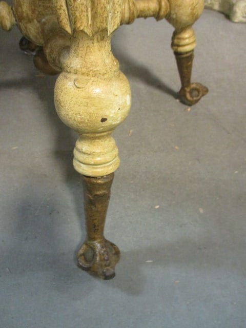 Antique Piano/Organ Stool with Brass Claw and Glass Ball Feet - 3