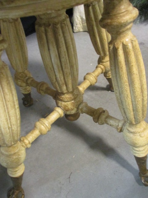 Antique Piano/Organ Stool with Brass Claw and Glass Ball Feet - 4