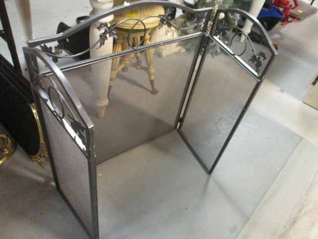 Gunmetal Finish Folding Metal Fireplace Screen (1 of 3)