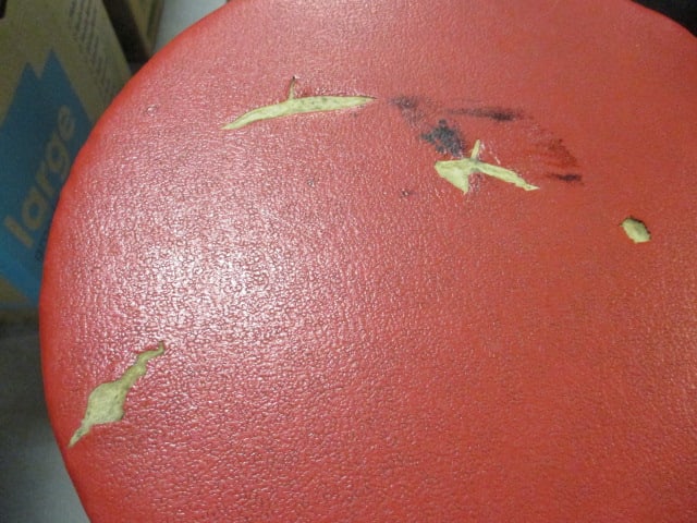 Midcentury Red Vinyl Seat Stool - 4