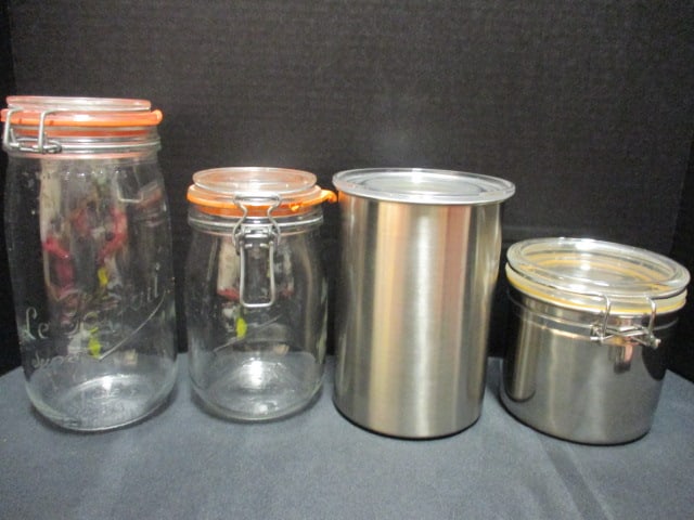 Two Lock Lid Glass Canisters, Stainless Lock Lid Canister and Airscape Stainless (1 of 9)