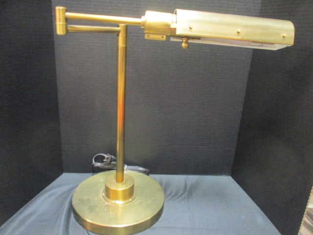 Midcentury Style Brushed Brass Swing Arm Desk Lamp: 20 1/2"h, Local Pickup Only