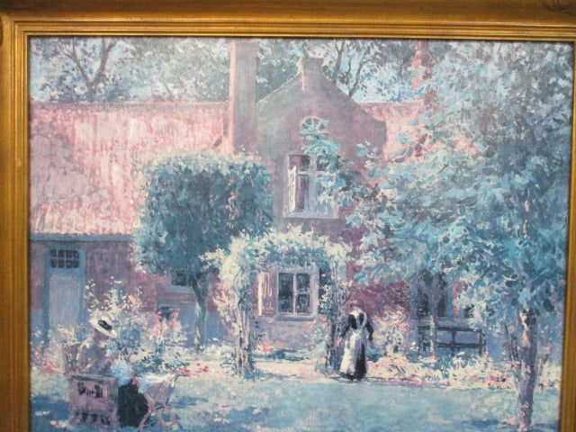 Framed Gari Melchers "Unpretentious Garden" Print on Board - 2