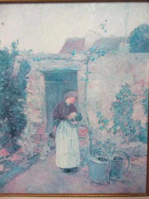 Framed Frederick Childe Hassam "The Garden Door" Hand Highlighted Print on Board - 2
