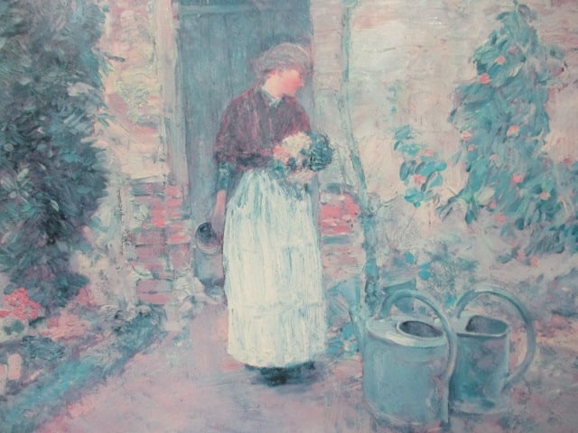 Framed Frederick Childe Hassam "The Garden Door" Hand Highlighted Print on Board - 3