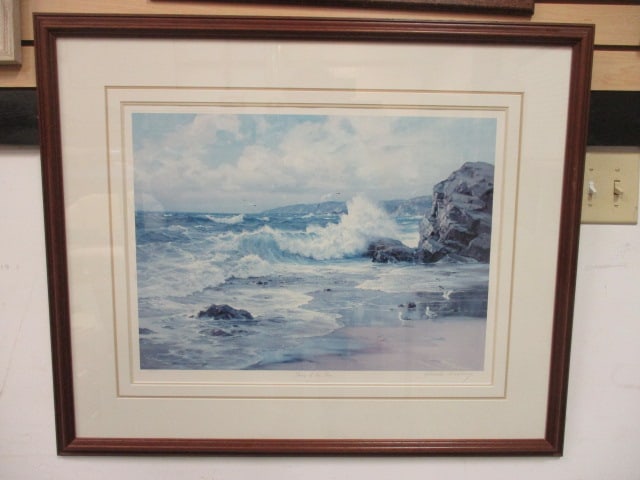 Limited Edition "Song of the Sea" by Charles Vickery Print: Framed and matted 34 1/2" x 28 3/4", Pencil signed and numbered 425/950, Local Pickup Only