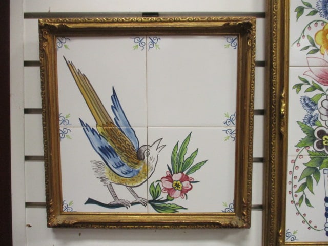 Framed 3 Piece Dutch Delft Inspired Tile Artwork - 2