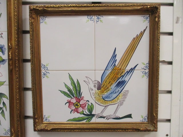 Framed 3 Piece Dutch Delft Inspired Tile Artwork - 4