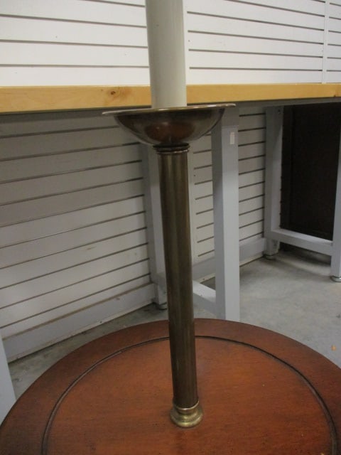 Candlestick Brass and Wood Table Floor Lamp - 3