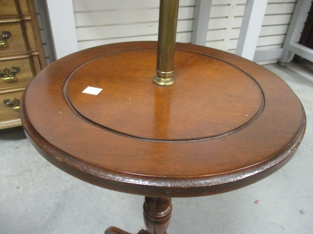 Candlestick Brass and Wood Table Floor Lamp - 4
