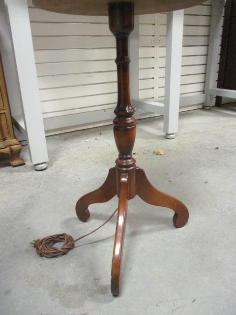 Candlestick Brass and Wood Table Floor Lamp - 5