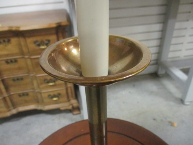 Candlestick Brass and Wood Table Floor Lamp - 7