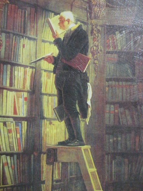 Framed Carl Spitzweg "The Bookworm" Reproduction Print on Board - 2