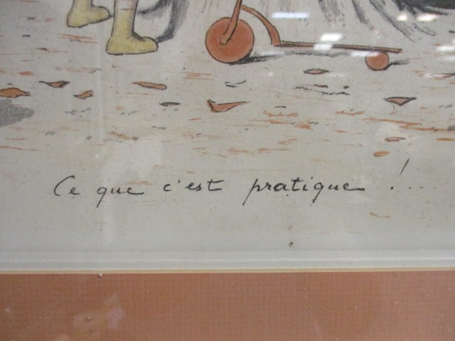 Framed and Matted Georges Redon "Ce que c'est practique!" Lithograph Print - 3