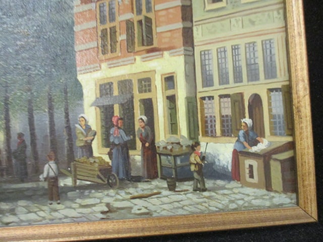 Framed Lively Dutch Street Scene in Style of Koekkock Reproduction Canvas Artwork - 3