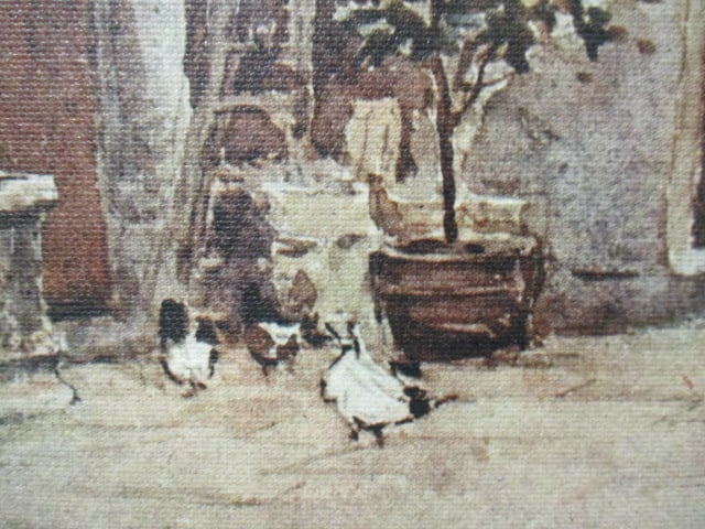 Framed "Chickens in the Courtyard of the Chateau" Attributed to Suzanne Vincent Print on Canvas - 5