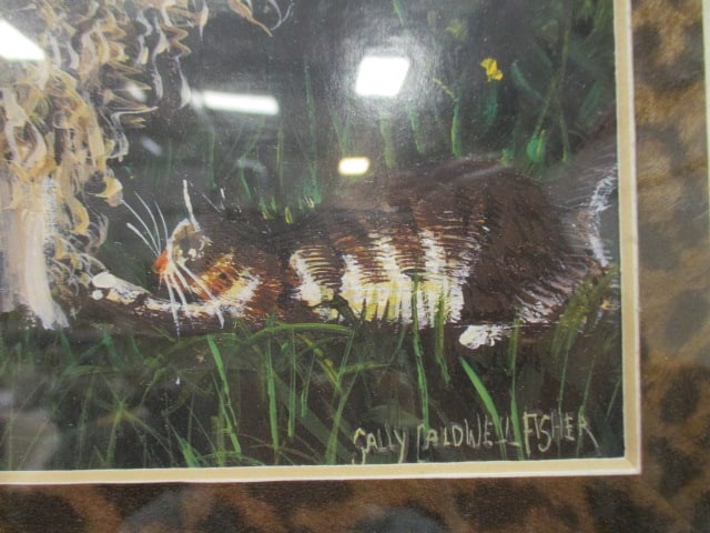 Framed and Matted Sally Caldwell Fisher "Sheep and Cat" Print - 5