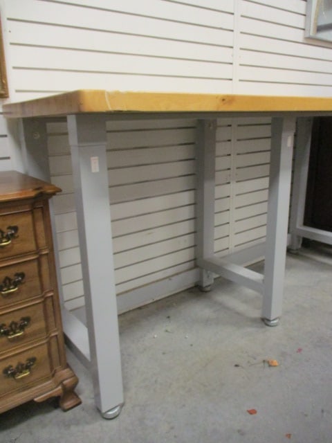 Industrial Style Maple Butcher Block Top Worktable - 2