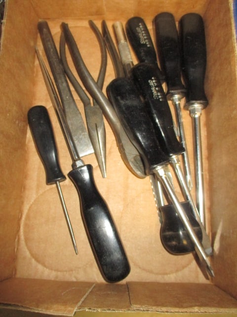 Snap-On Hand Tools-Eight Black Handle Screwdrivers, Needle Nose Pliers, Cutters and: Precision Cut Saw