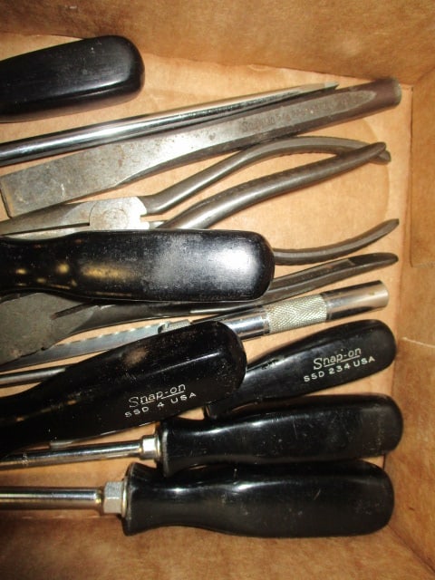 Snap-On Hand Tools-Eight Black Handle Screwdrivers, Needle Nose Pliers, Cutters and - 3